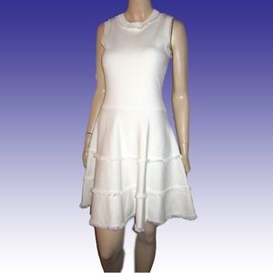 KATE SPADE Fit n Flare Tiered Knit Dress Off-White
